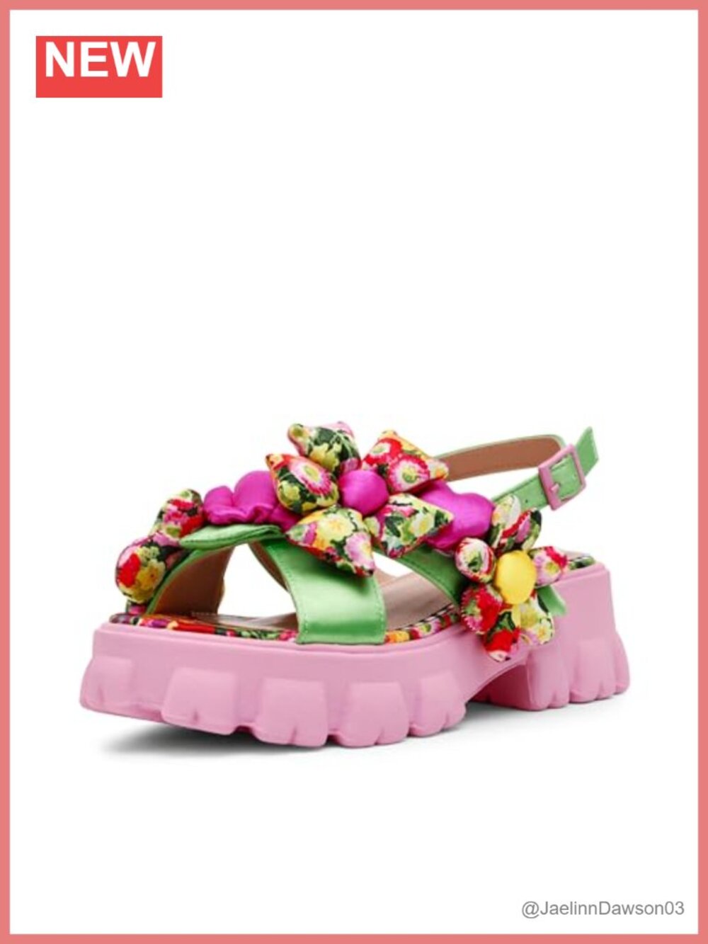 Blue by Betsey Johnson Jeromy Wedge Sandals Ankle Strap Block Heel Floral